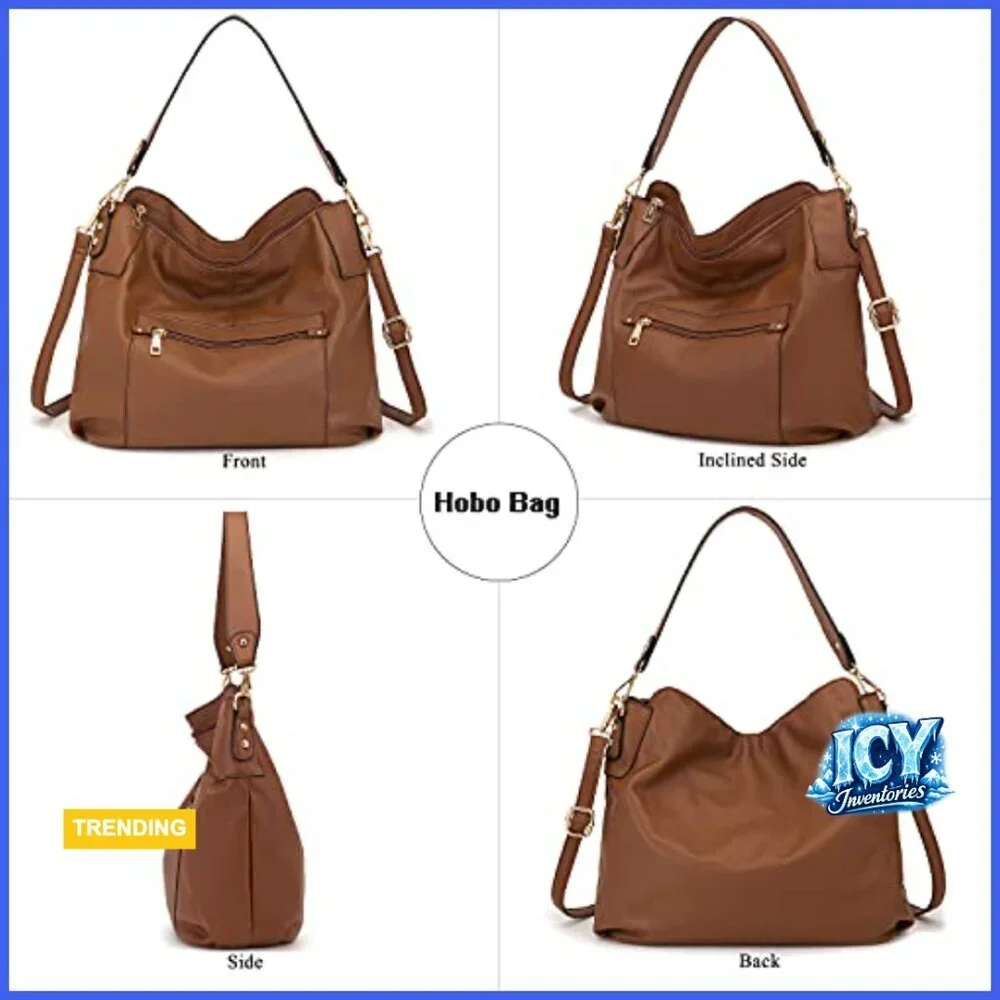 Large Hobo Crossbody Bag Set with Wallet, Synthetic Leather